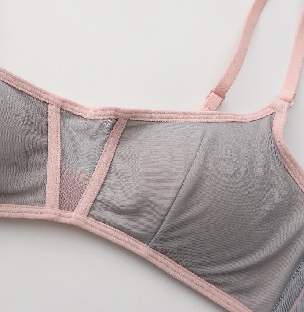 Sommer Atmungsaktives Mesh Colorblock BH für Mädchen mit Brustpolster - Bequem & Anti-Exposition, Ohne Bügel