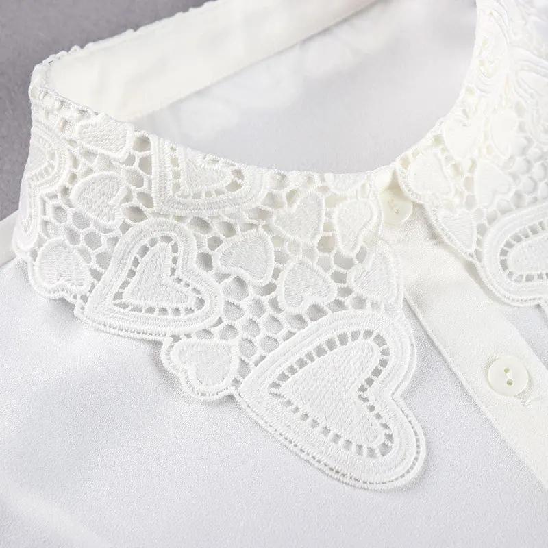 Women Fake Collar for Womens White Black Solid Chiffon False Collar Detachable Collar Female Tie Lapel Decoration Shirt Blouse