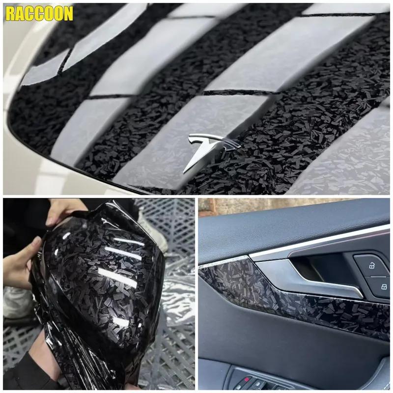 

Glossy Black Forged Carbon Fiber Vinyl Wrap Film Car Styling Stickers For Motorcycle Bicycle 152X10 CM