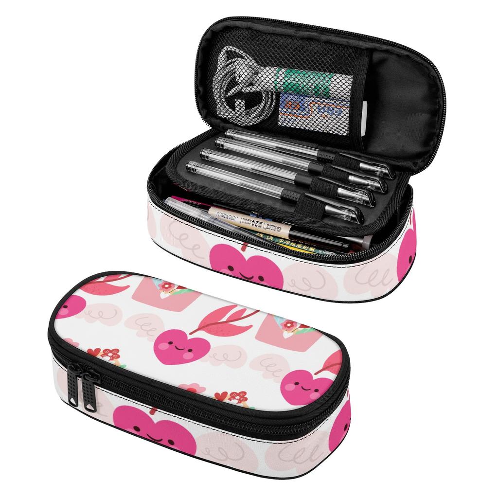Pencil Case Roomy Interior 300D Polyester Zipper Closure with Main Compartment Mesh Pocket and Pen Slots for Everyday Study