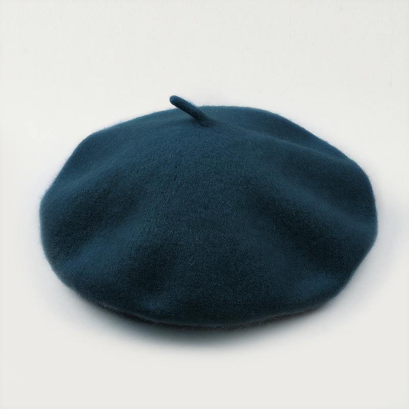 Dámský fialový vlněný baret: Klobouk se širokou krempou, Vintage britský, korejský a japonský styl pro podzim/zimu