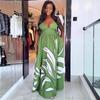 European and American Fashion Off-the-shoulder Printing Waist Tube Top Long Dress Women's African Sexy Women's New Dress Long Dress