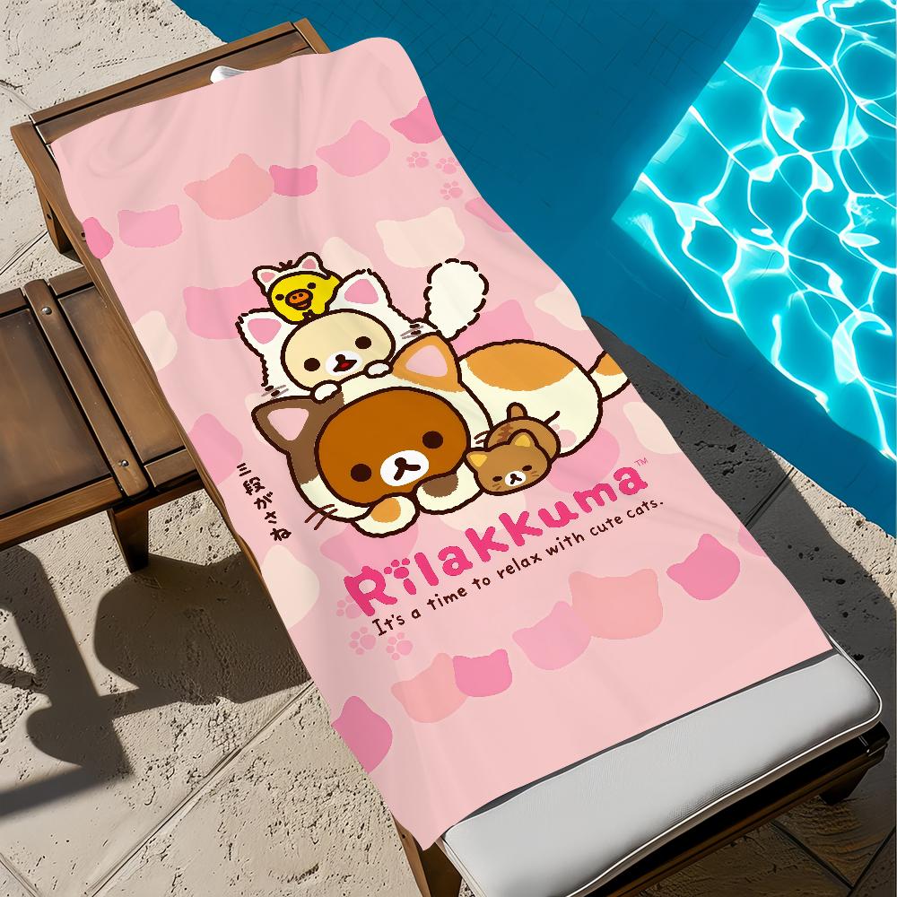 Anime Cute Cartoon R-rilakkuma-a Towel Large Quick-Drying Microfiber Soft Beach Towel for Travel Fitness Sauna Bathing Camping