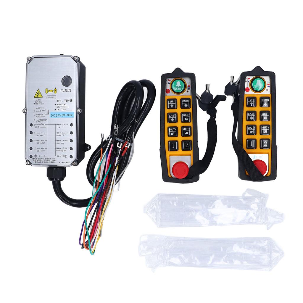 Industrial Remote Control Waterproof Dual Handle Electric Lift Wireless Switch Transmitter Receiver with Lock DC24V