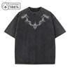 Mens Personalized Thorn Print Washed TShirt Retro Distressed Casual Pure Cotton Crew Neck Short Sleeve Summer Commute Loose To