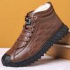 Cotton shoes men's velvet 2025 winter warm leather high-top men's shoes cold-proof snow boots men's comfortable dad shoes