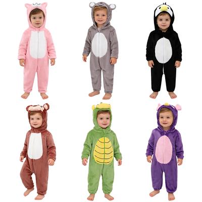 Unisex Toddler Baby Animal Jumpsuit Long Sleeve Zip Up Cute Cartoon Hooded 3D Tail Cosplay Costume