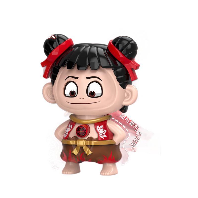 Trendy Nezha Emoji Face-Changing Keychain Decompression Doll Set