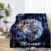 Custom Name Lion Theme Printed Blanket - Perfect for Couch, Bed, Travel & Outdoor Use | Machine Washable, Cozy & Durable.
