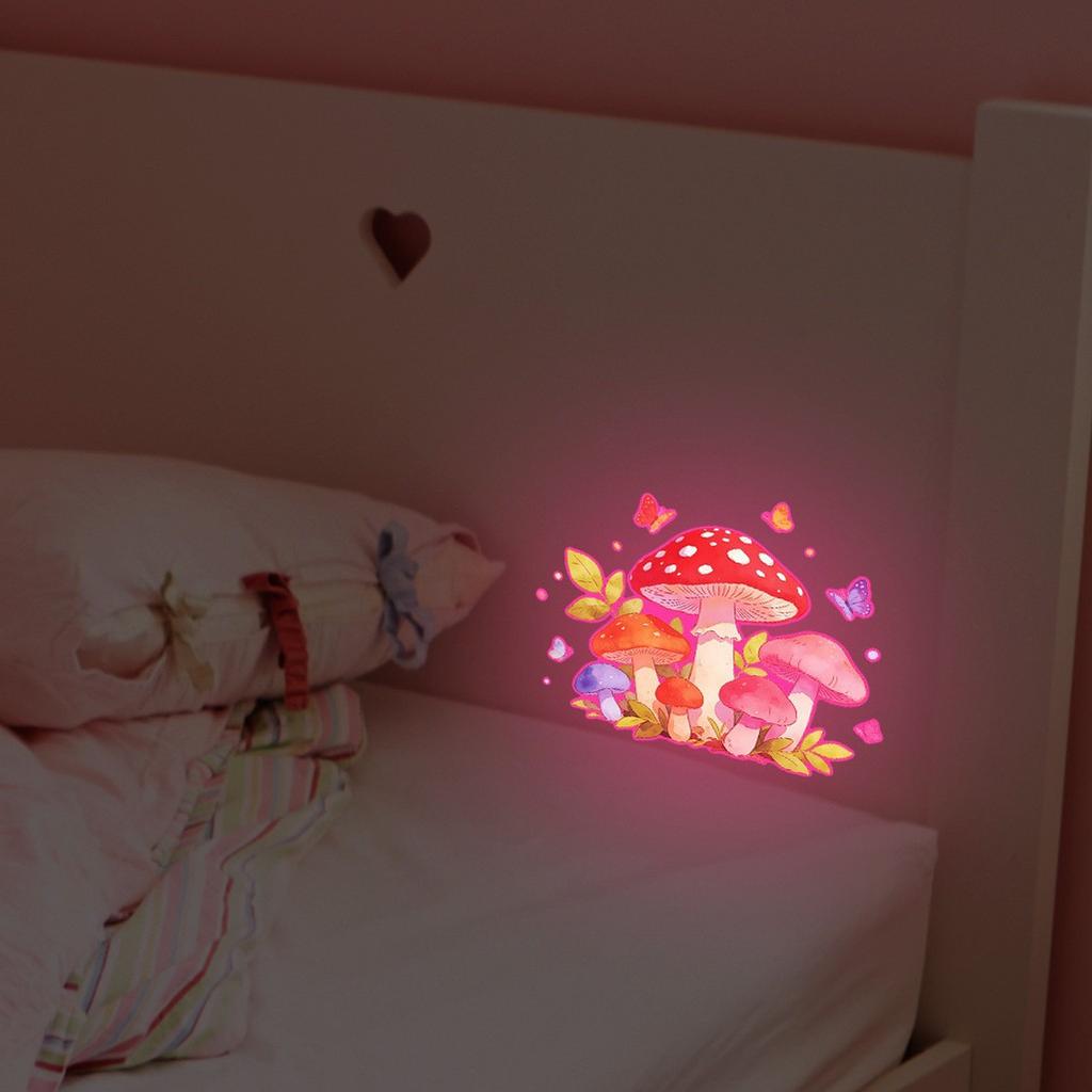 Cartoon Mushroom Cluster and Butterfly Living Room Bedroom Decoration Beautification Switch Stickers