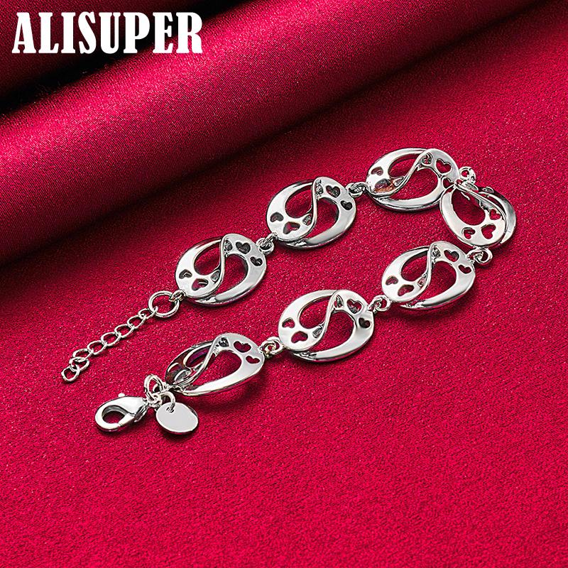 Bracelet chaîne en argent sterling 925 avec cœur d'amour