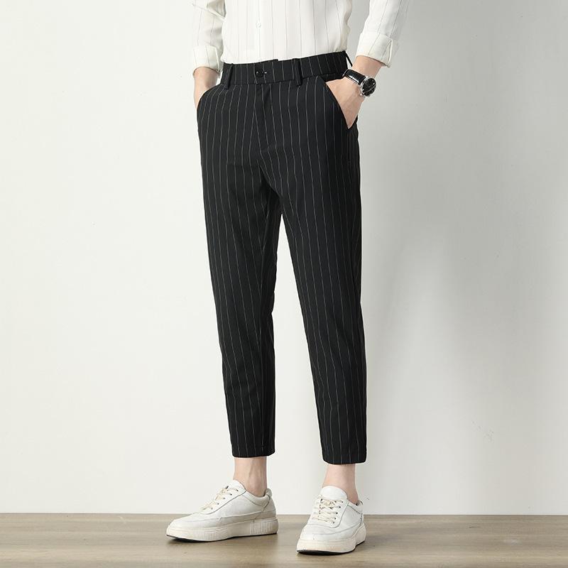 Korean version of the men's striped trousers spring new trend of casual small suit trousers nine Western trousers