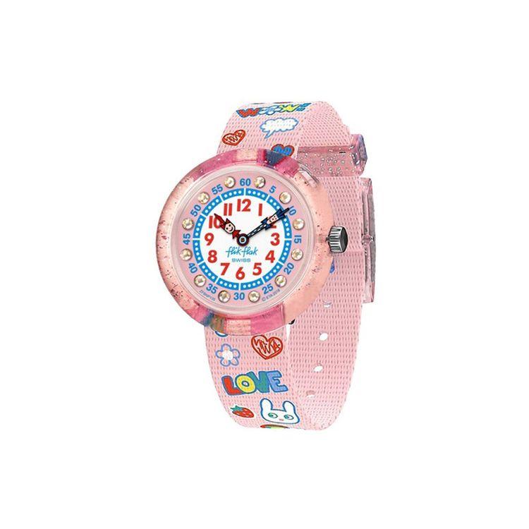 Swatch Quartz Movement Unicorn Graffiti Watch Women watches Pink FBNP135 Pink