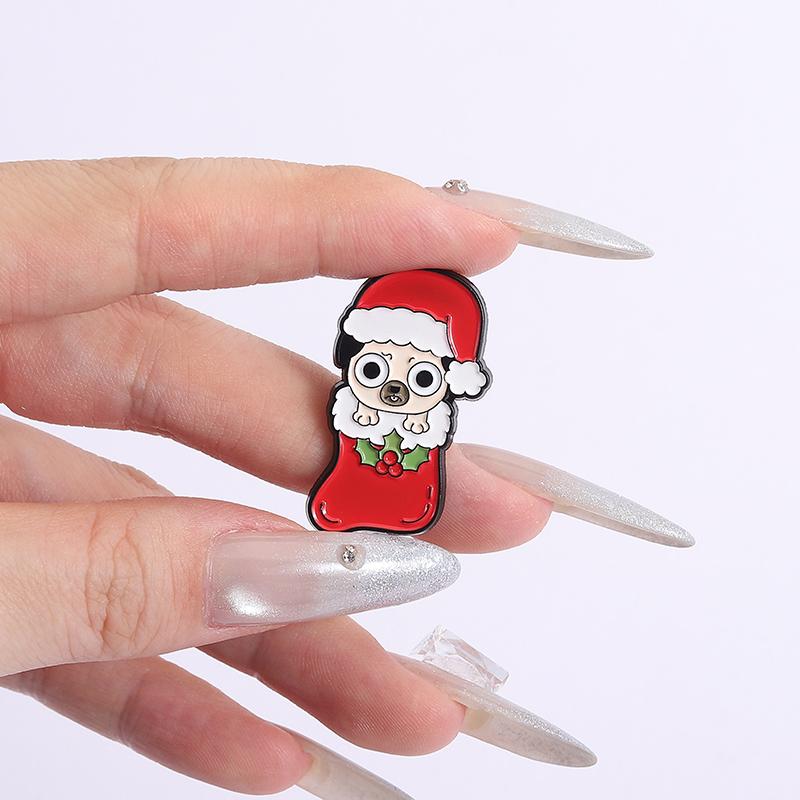 Puppy Christmas Dressup Enamel Pins Custom Christmas Tree Brooches Lapel Badges Clothes Animal Jewelry Gift for Kids Friends