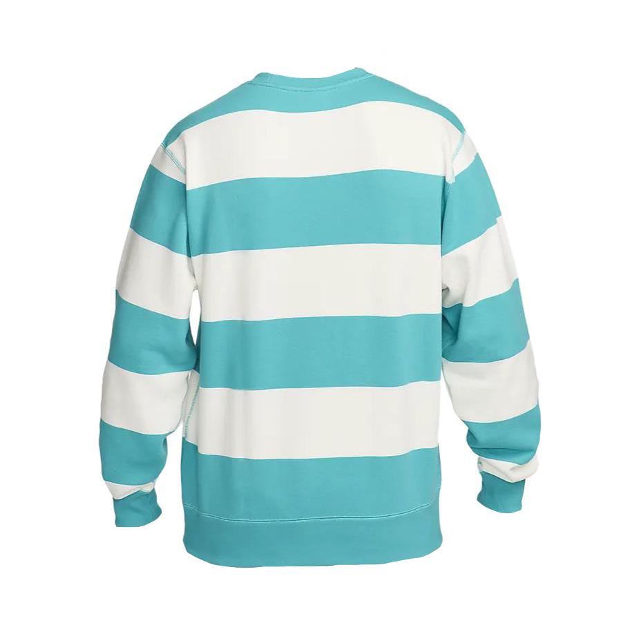 Nike Club Fleece Striped Crewneck Pullover Sweatshirt Men Sweatshirts Cactus-Green FN3107-345