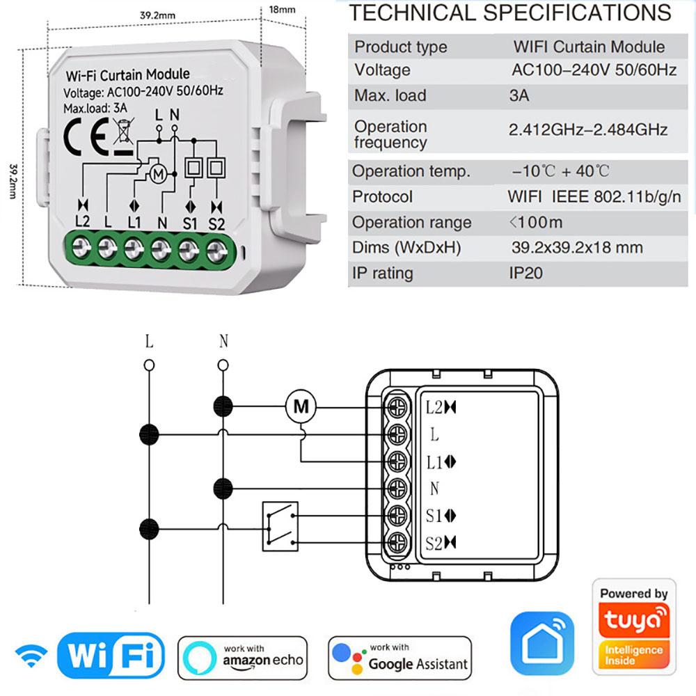 Tuya Smart WiFi Zigbee Curtain Switch Module Connected Roller Shutters Blind Motor Smart Life APP Works with Alexa Google Home