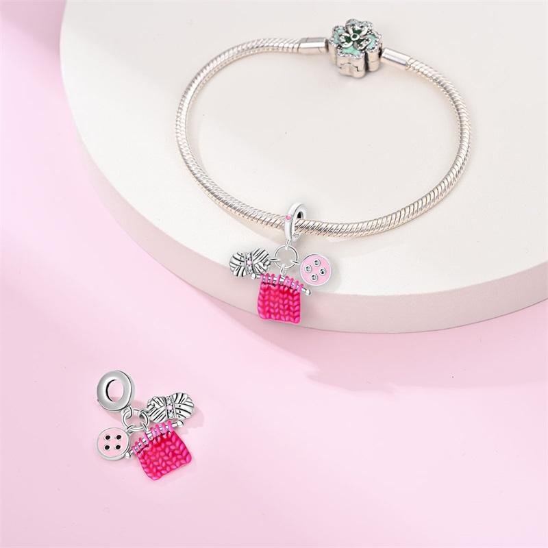 Passend Pfanne Originalarmbänder DIY Schmuck Geschenke Kupfer Mode Rosa Prinzessinnenrock Tasche Lippenstift Anhänger Perlen