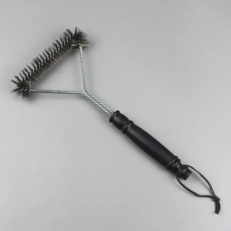 1pcs Wire Bristles BBQ Brush and Scraper Triple Scrubber Safe Efficient Grill Clean Brush for Outdoor Barbecue Essential Tools