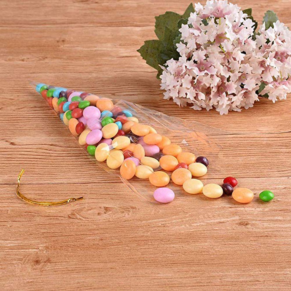 Celofan transparent Favor de petrecere Sigiliu Con Husă Pungă de bomboane din plastic Pachet transparent Buzunar pentru gustare