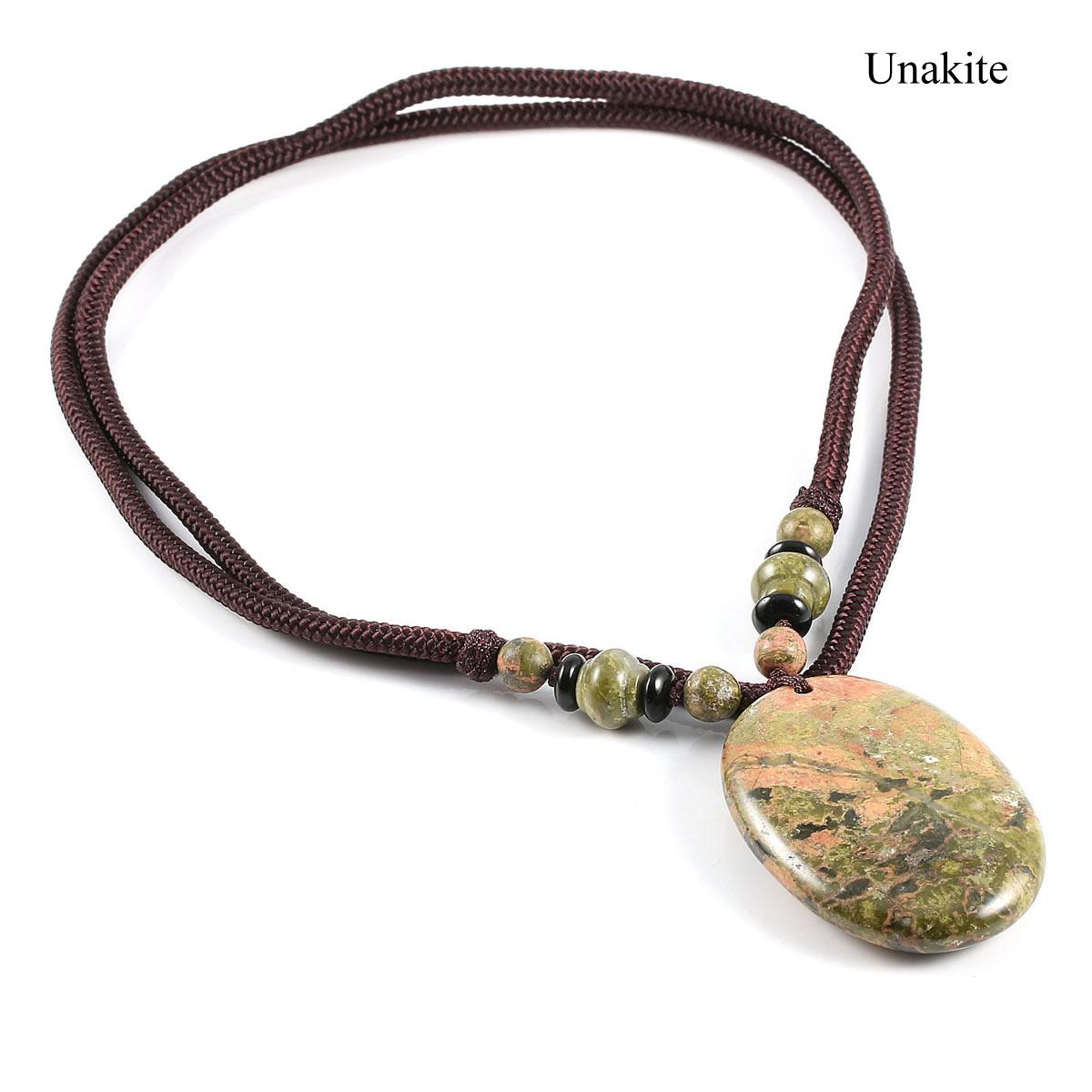 

1 шт., энергетический натуральный камень, овальное ожерелье с подвеской, богемная аура, целебный кристалл, драгоценный камень с цепочкой, ожерелья для женщин и мужчин, повседневная одежда, ювелирные подарки 1Pc/45×30 mm