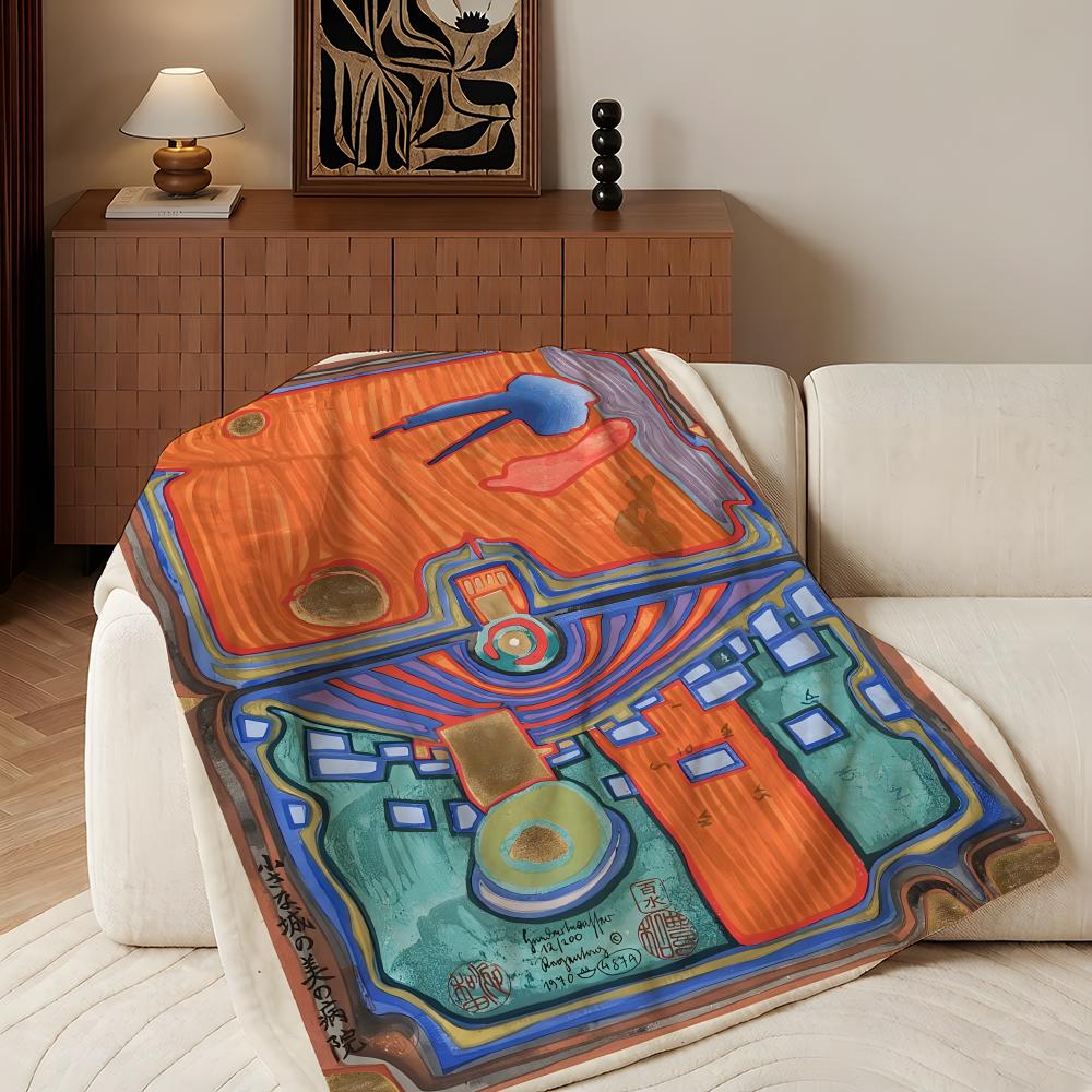 Künstler F-Friedensreich H-Hundertwasser Überwurf Flanell Überwurfdecke, Leicht Gemütlich, Strapazierfähig Waschbar süß Cool