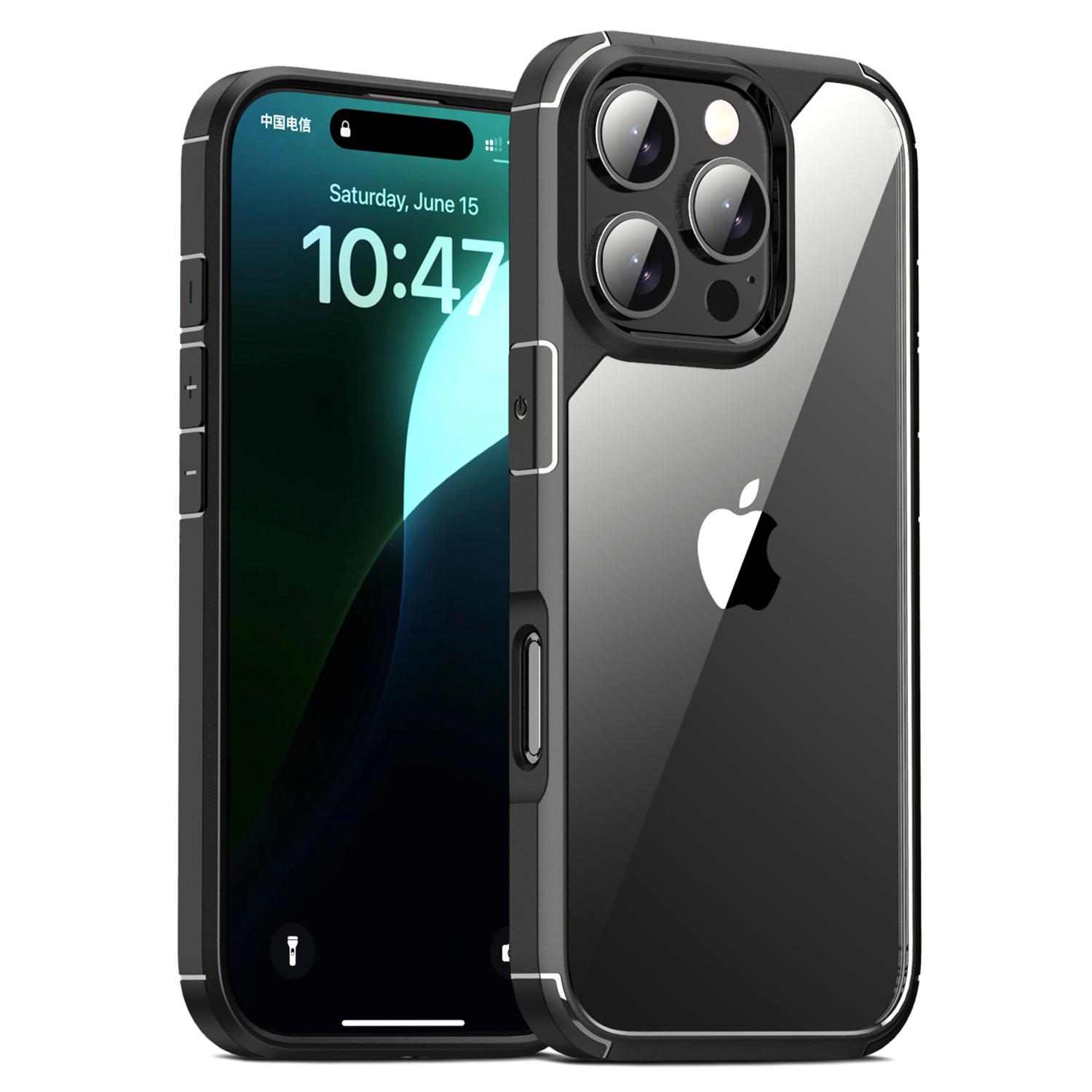 

Defense Armor Series for iPhone 16 Pro Max Case Anti-Scratch TPU+PC Clear Back Shell Black