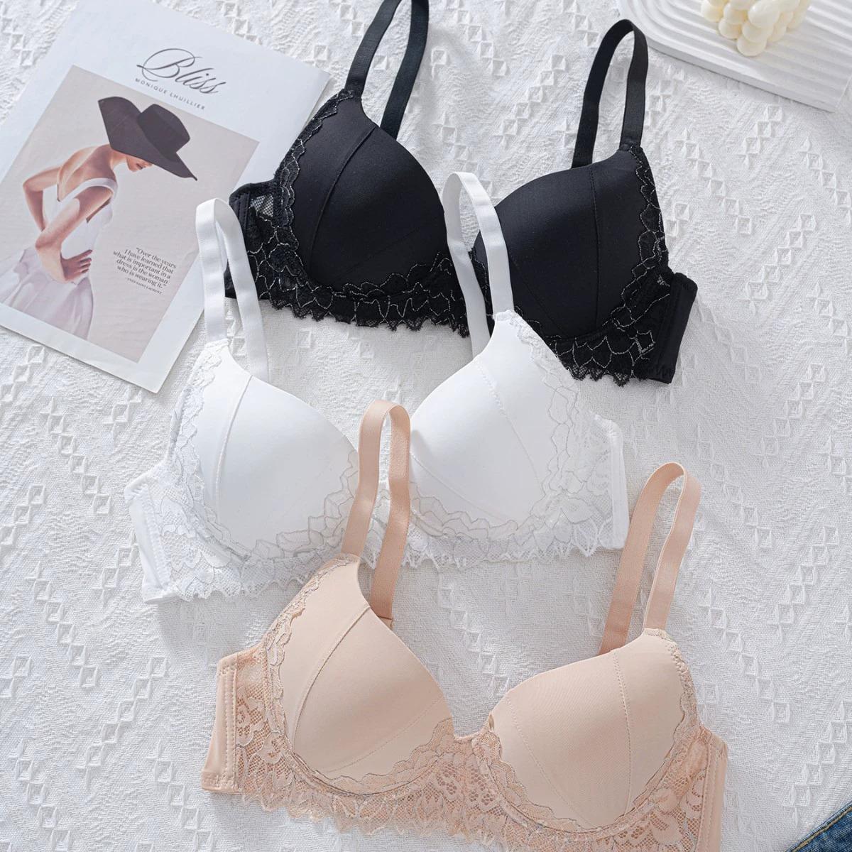 

Exclusive for lace palm cup bra small chest gathering adjustment OZON underwear 90C чорний