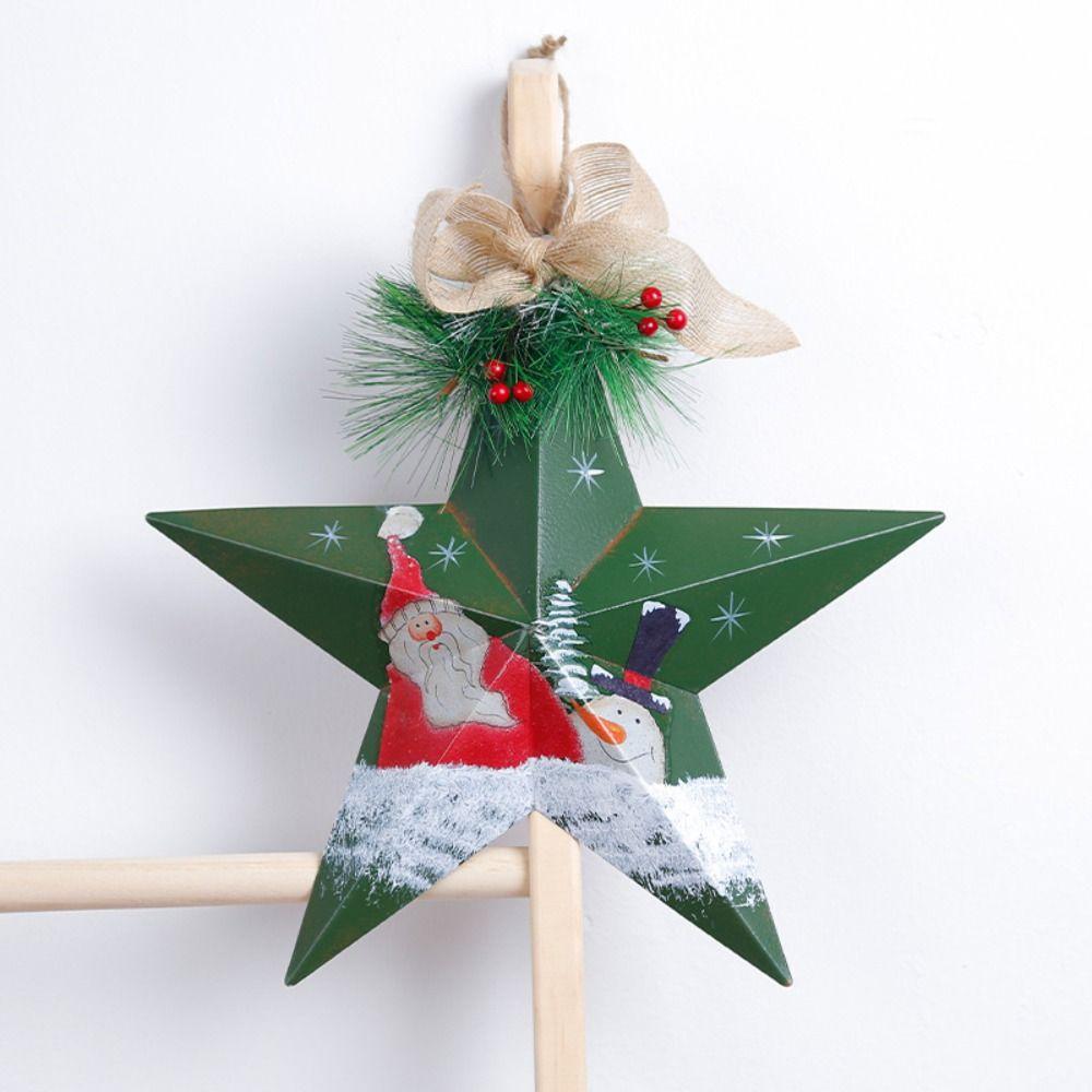 Iron Christmas Tree Decoration Pendant Old Man Snowman Pattern Hanging Ornament Door Display