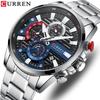 Curren Men's Multifunctional Waterproof Quartz Watch with Calendar and Large Dial Steel Band.