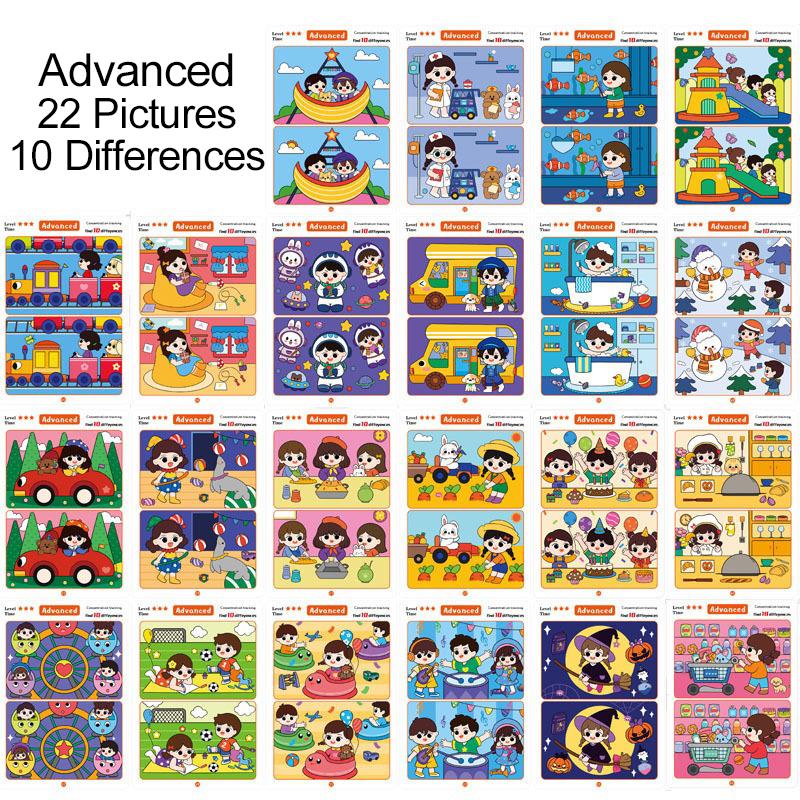 

Rewritable Find Differences Card Game Set Puzzle Board Focus Observation Training Props Festival Surprisiong Gift Party Game ZYF