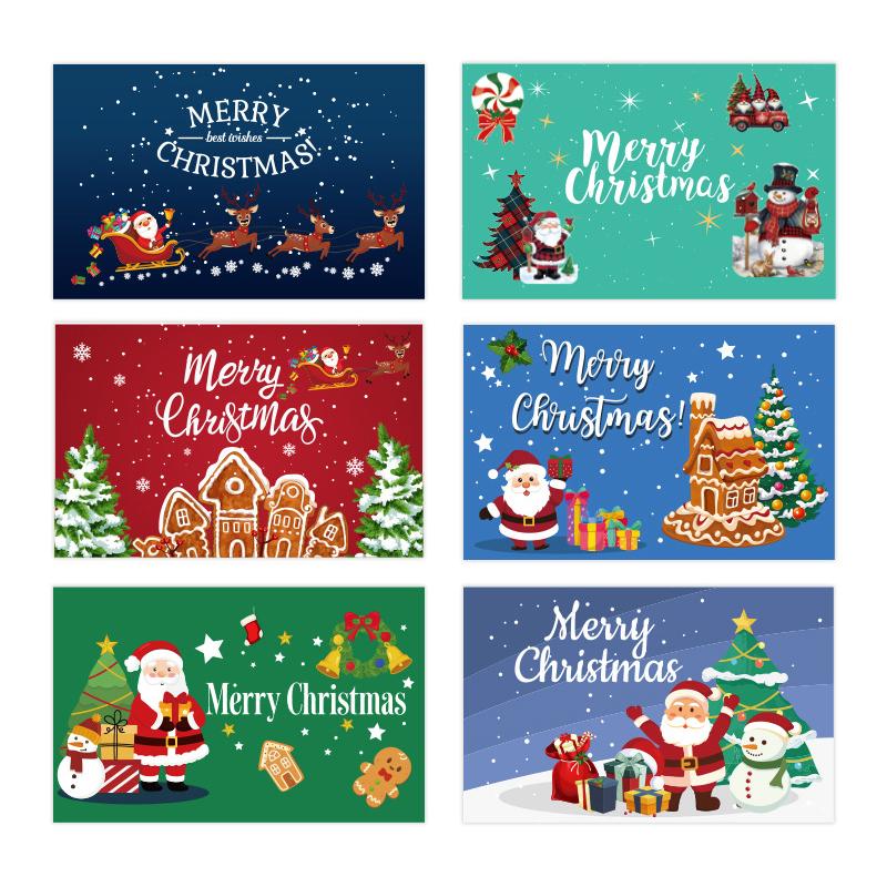 6Pcs Christmas Greeting Card Merry Christmas Handwritten Cards For Family Friends Best Wishes Cards Postcards Envelopes Sticker