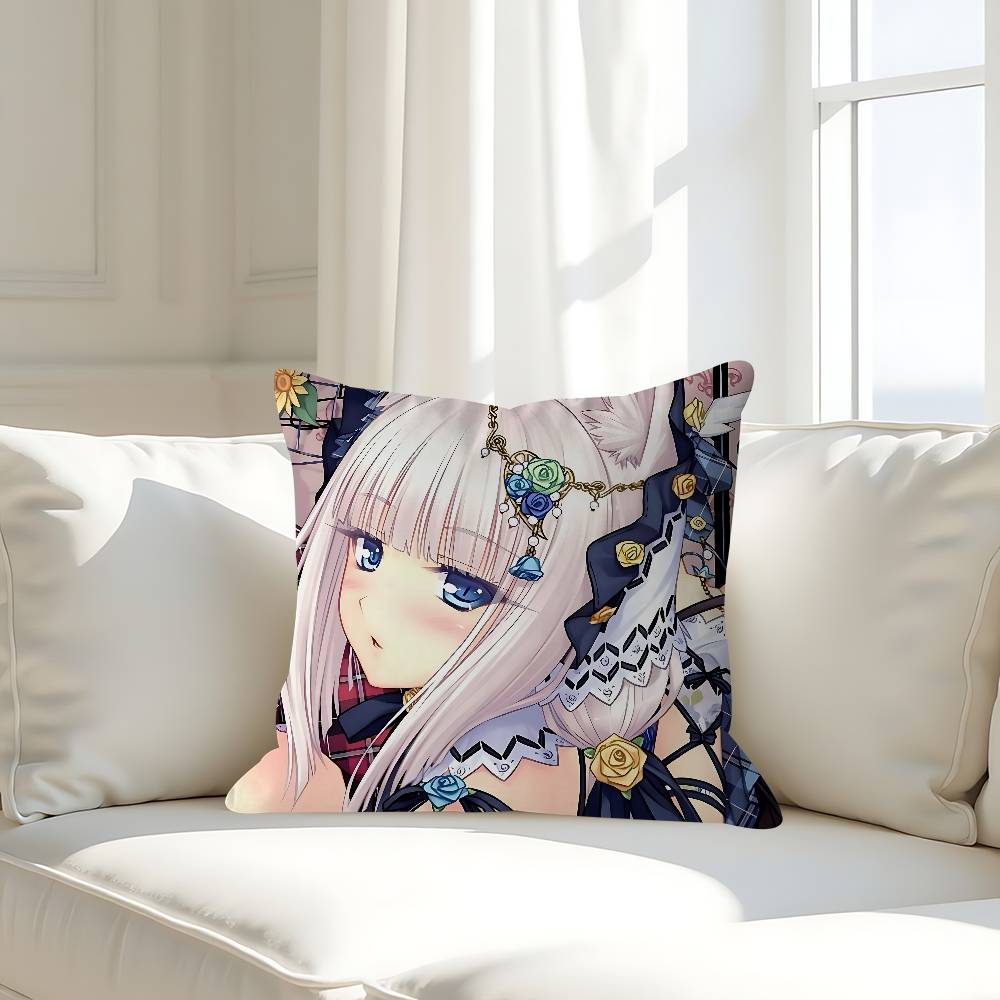 GAME-N-Nekopara-V-Vanilla Kissenbezug Abnehmbarer Waschbarer Kissenbezug – Ganzjahresweichleinen