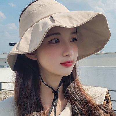 Empty Top Sun Hat for Women  Summer Uv Protection Sun Hat  Large Brim Bows Fisherman Sun Hat
