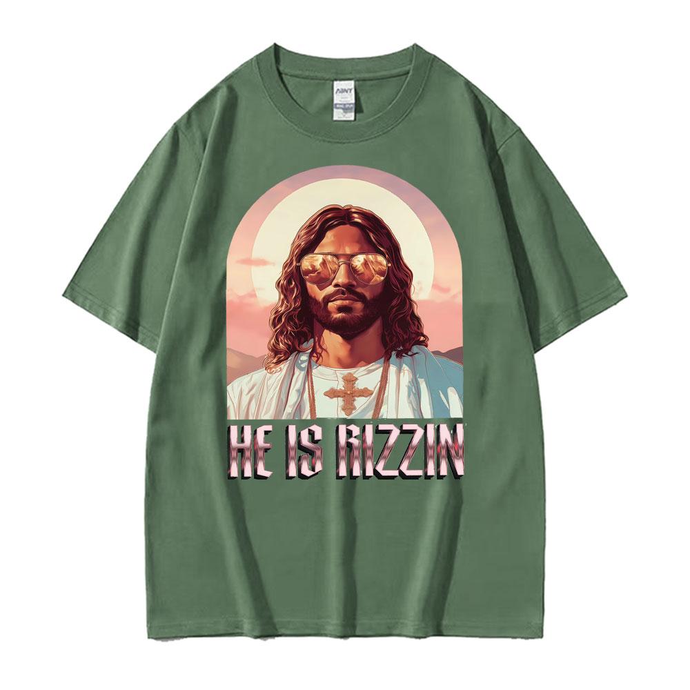 He Ls Rizzin Ježíš Rap Velikonoční Ježíš Tričko Pánské Oblečení Hip Hop Humor Styl Tričko Topy Unisex Pohodlí 100% Bavlna Trička