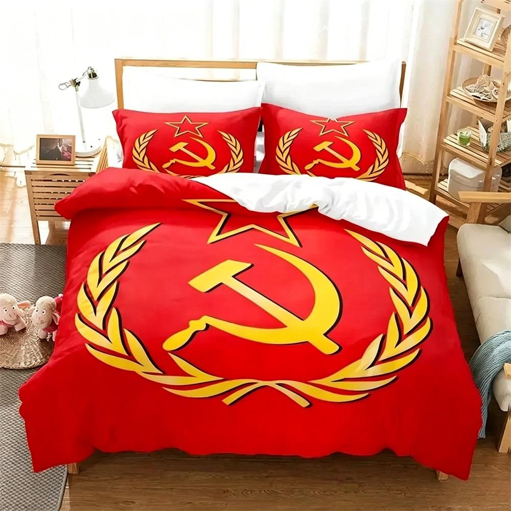 Set lenjerie de pat Republica Socialistă Sovietică URSS Steag Roșu Dimensiuni Single Twin Full Queen King Set de pat Aldult Copil Seturi Dormitor