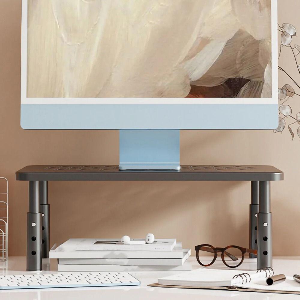 Steel Construction Computer Monitor Riser Airflow Vents Computer Monitor Holder  Workplace