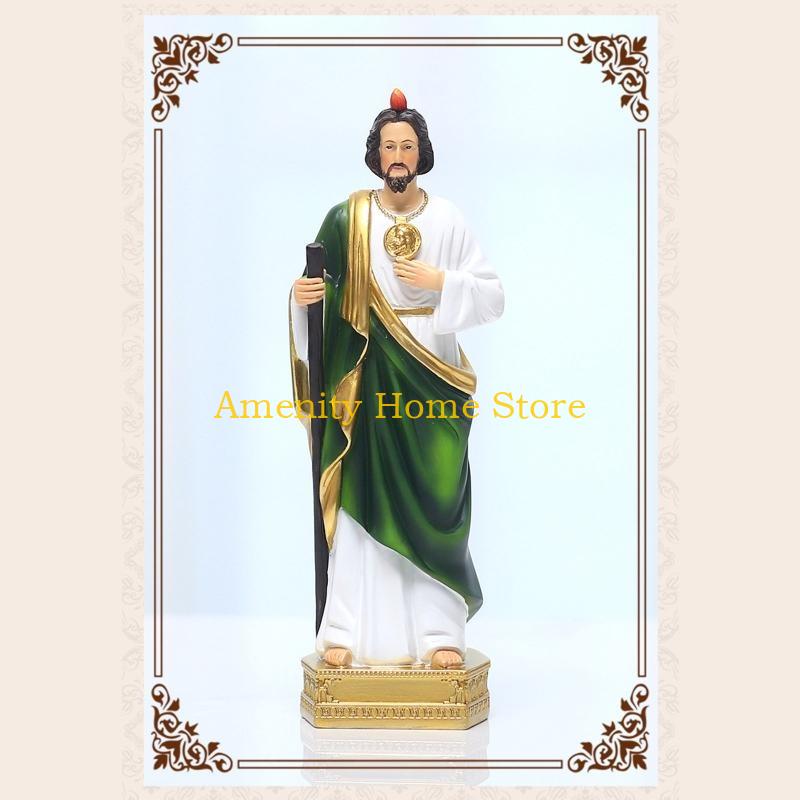 

F26C Saint Jude Statue Catholic Christian Hand Painted Holy Religious Figurine for Home Bedroom Church Decoration Gift CN