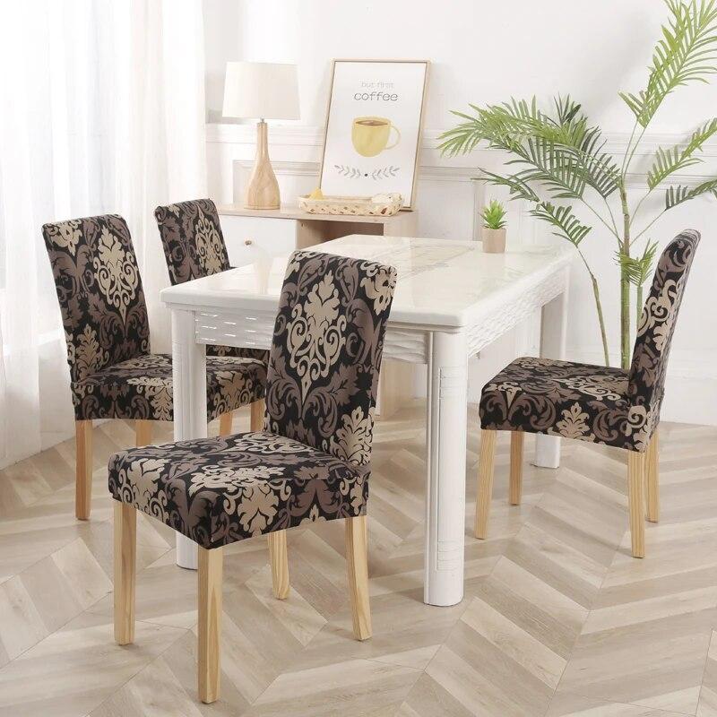 Pastoral Tarzı Yemek Sandalyesi Kapak Elastik Çiçek Baskı Kolsuz Sandalye Minderi Ev Düğün Otel Restoran Ofis Koltuk Örtüsü