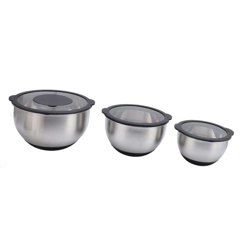 3PCS Mixing Bowls with Lids 3PCS Graters Stainless Steel Salad Bowl Set for Kitchen Baking and Food Storage