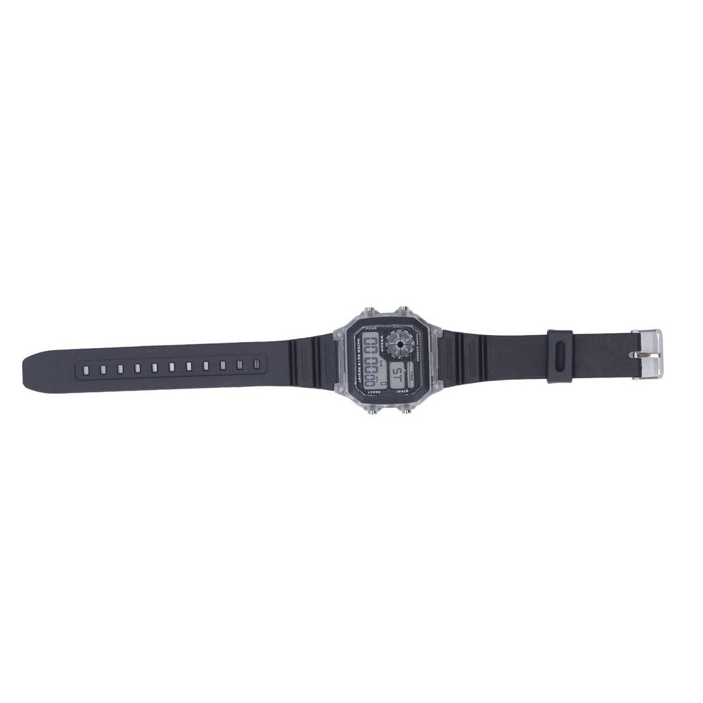 Electronic Sports Watch 12 24 Hours Waterproof Digital Wrist Watch with Luminous Alarm Timing Function Transparent