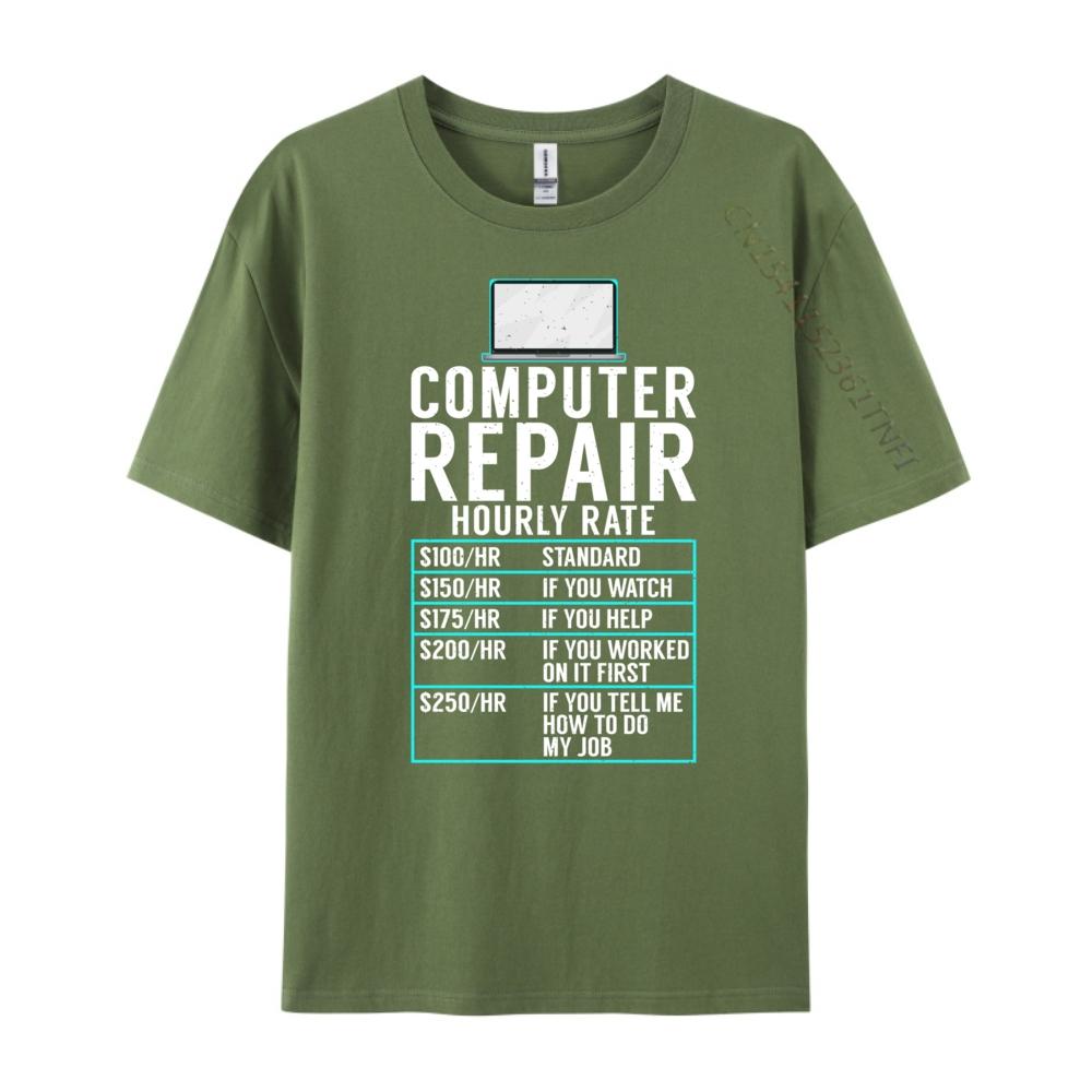 Computer Repair Hourly Rate Computer Technician Funny Shirts Adult T Shirt Mens Gifts Print Camisetas De Hombre