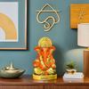 Handcrafted Orange Ganesha Idol for Car Dashboard Item: Ganesh Ji, Ganpati Bappa Murti for Home Decor - Exquisite Car God Idols