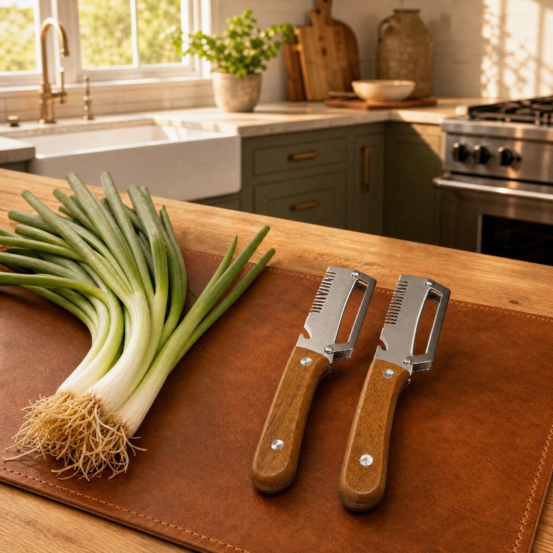 Multi-Functional 3-In-1 Stainless Steel Serrated Vegetable Peeler With Wooden Handle Slicer Bottle Opener Kitchen Tool