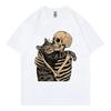 Skeleton Hugging Cat Graphic T Shirts Unisex Unisex Fashion Vintage Short Sleeve Tshirts Summer Casual Cotton Tshirt Streetwear