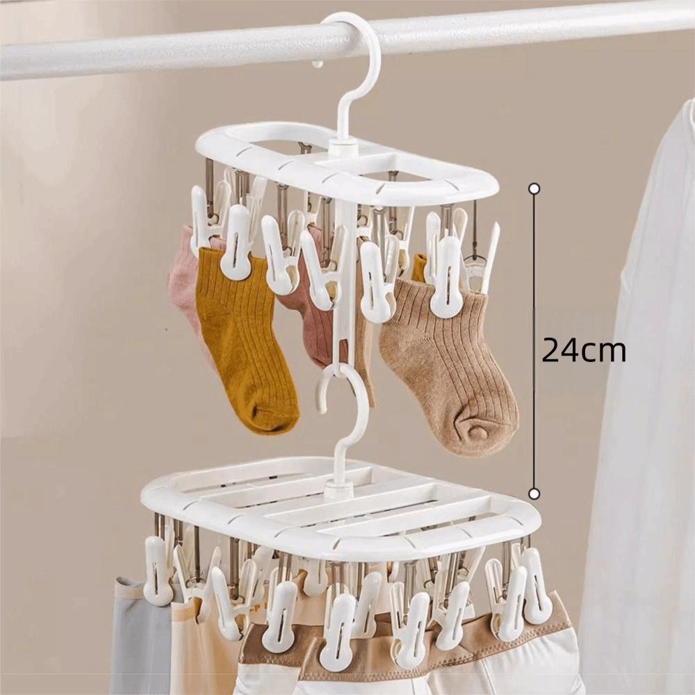 Thickened Design Sock Drying Rack 12/20 Clips Socks Organizer Holder Home Laundry
