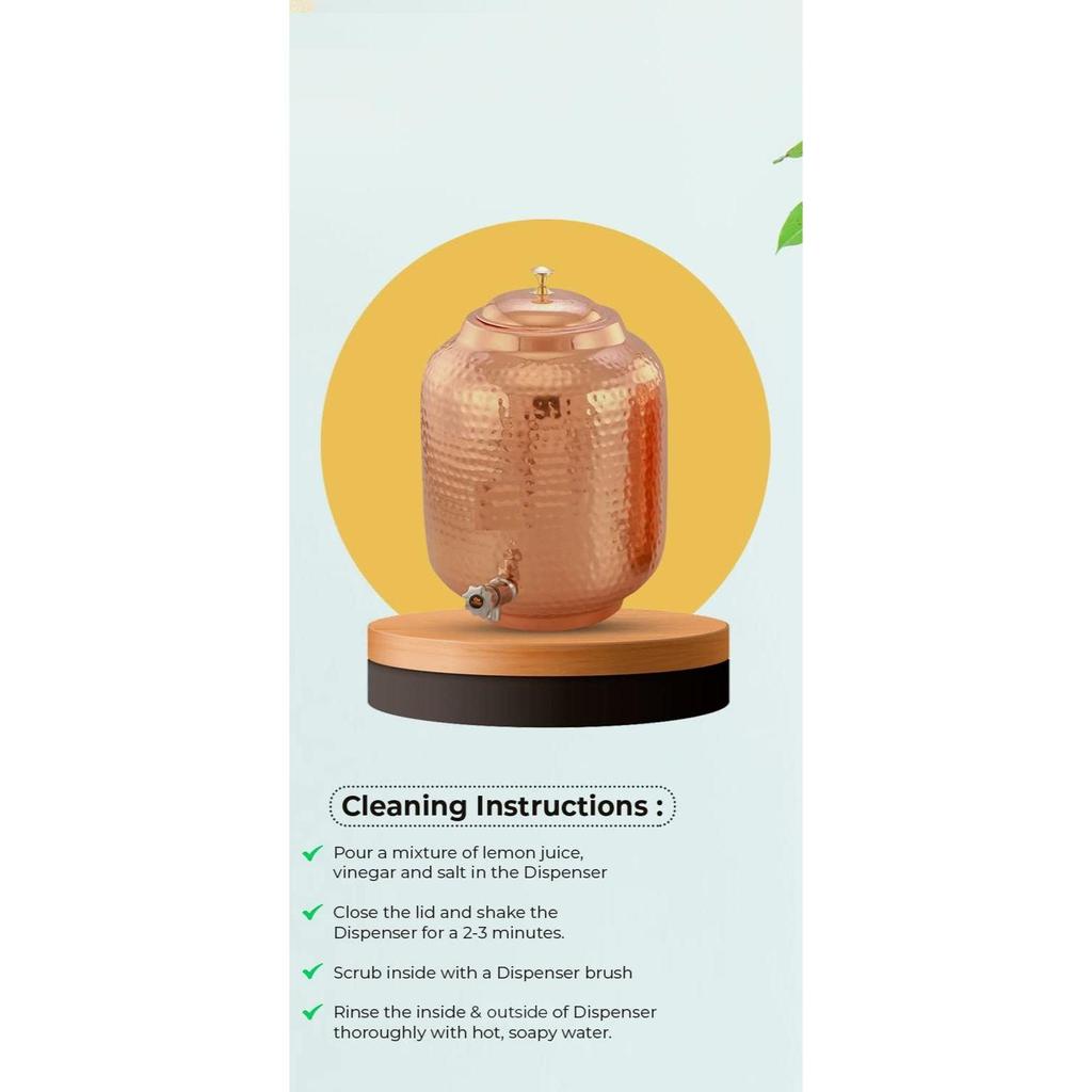 14 Litre Hammered Copper Water Dispenser (Matka) Container Pot with Pure Copper and Ayurvedic Health Benefits (14000 Ml)