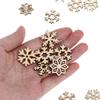 50pcs Christmas Snowflake Wooden Pieces Wooden Cutouts Craft Christmas Snowflake Ornament Christmas Decoration For DIY