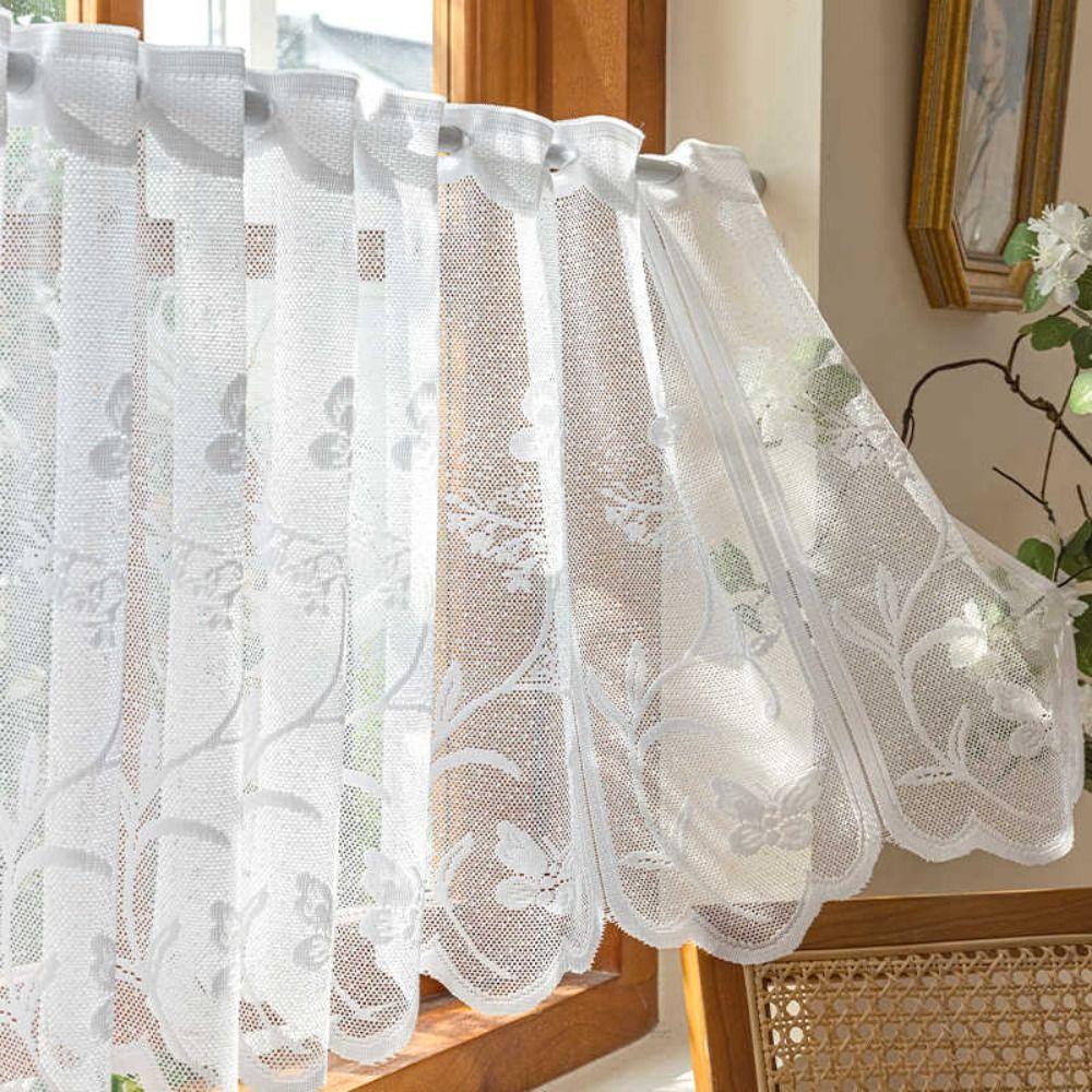 Boho Romantic White Lace Curtains DIY Flower Curtain New Tulles Drapes