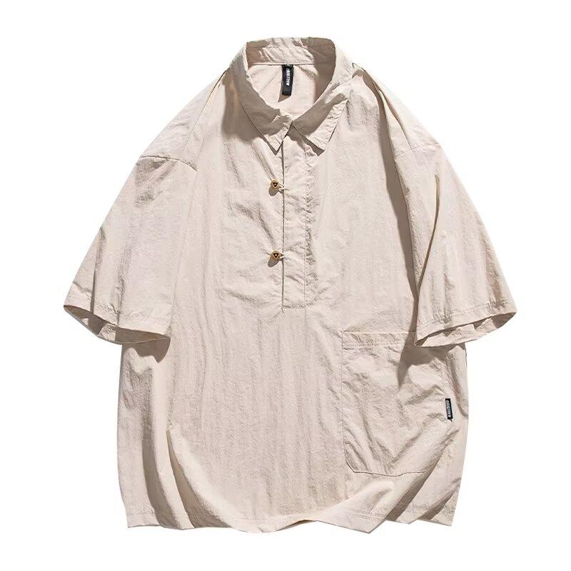 

Рубашка поло с коротким рукавом и воротником, мужская рубашка с коротким рукавом, нишевый дизайн, минималистская рубашка, парный топ для колледжа 2XL абрикосовый