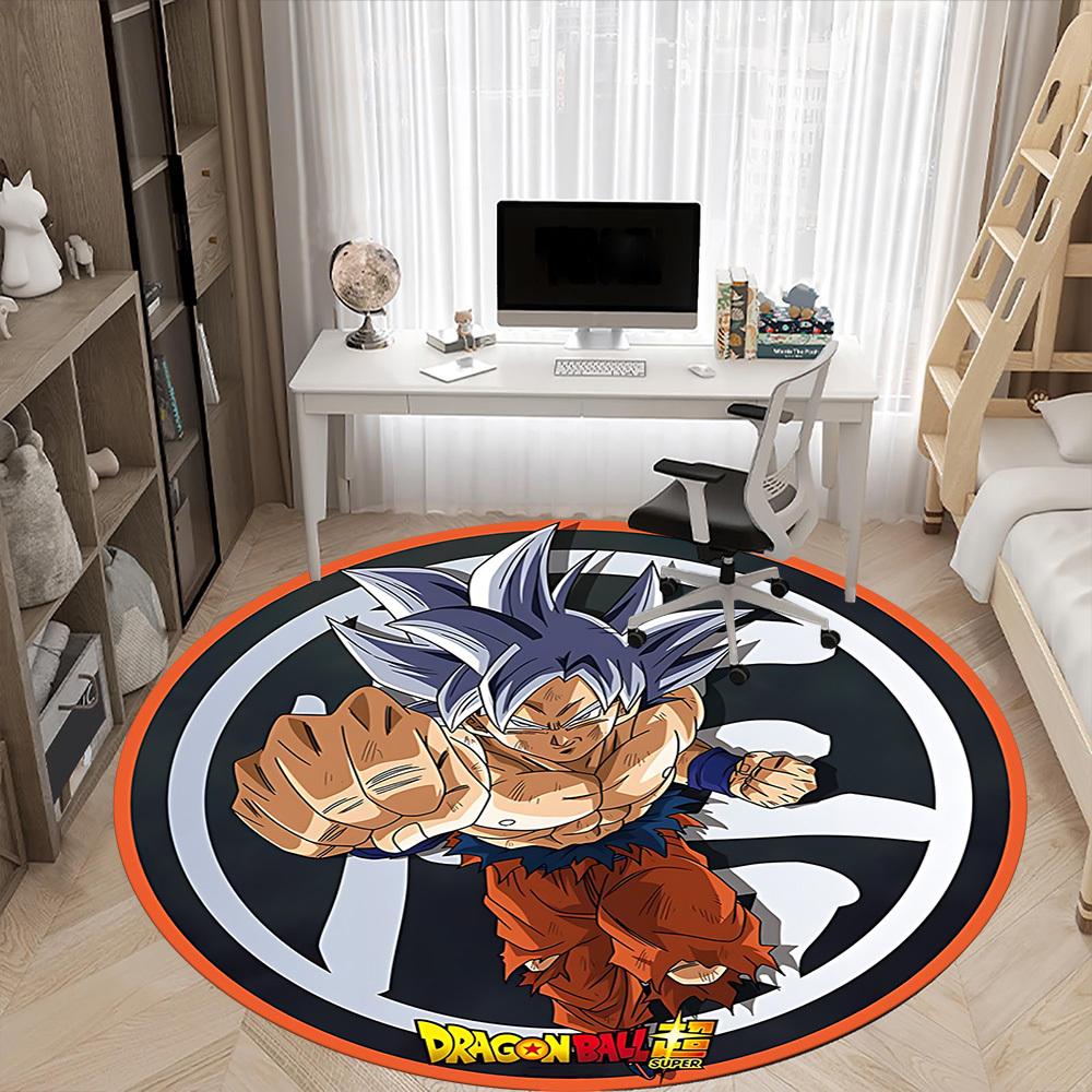 1PC Dragon Ball, Goku Office Round Rug Perfect for Office Non-Slip Backing, Decorative Floor Mat yy250916027